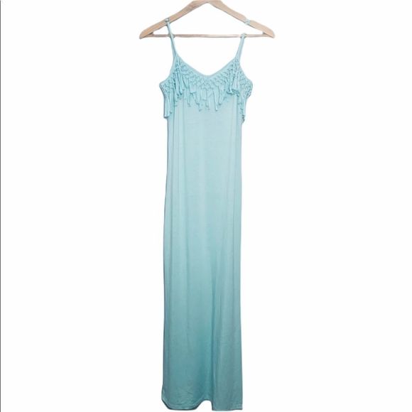 NWT Rebel Sky Fringe Maxi Dress S Bliss Blue - Picture 6 of 14